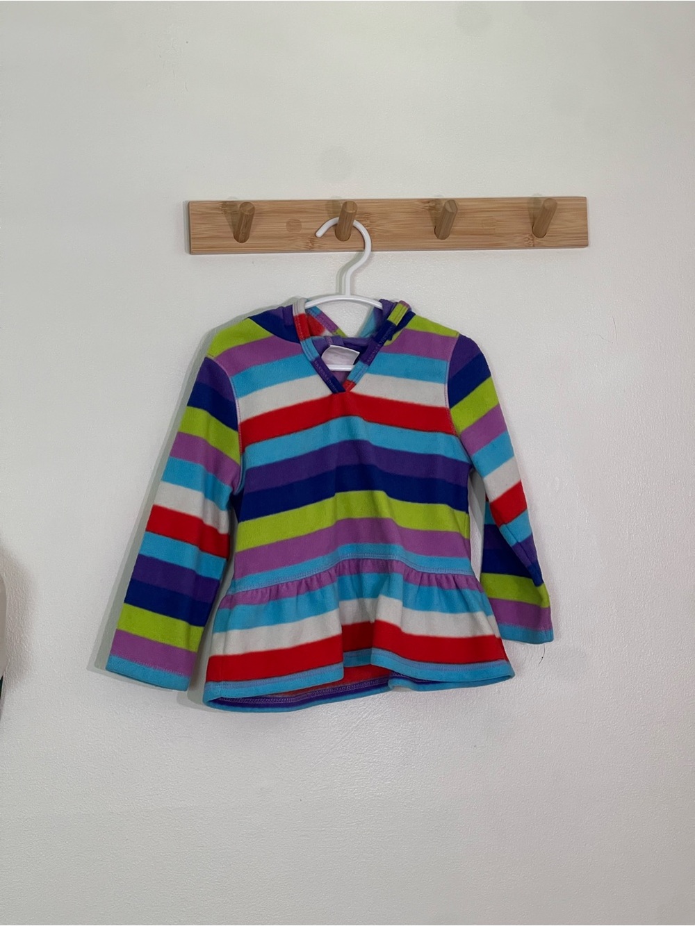 Place Girls' Striped Hooded Peplum hoodie striped rainbow sweatshirt no flaws